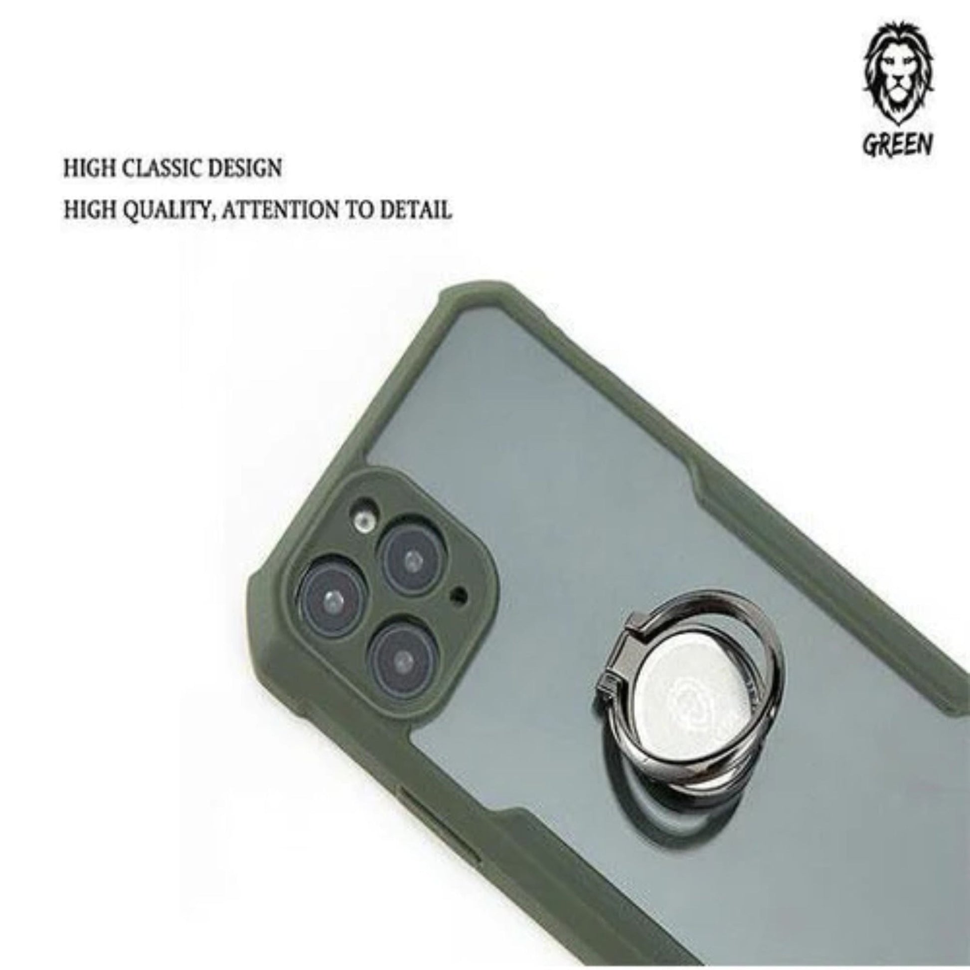 Green Lion Stylishly Tough Shockproof Case with Ring for iPhone - Green