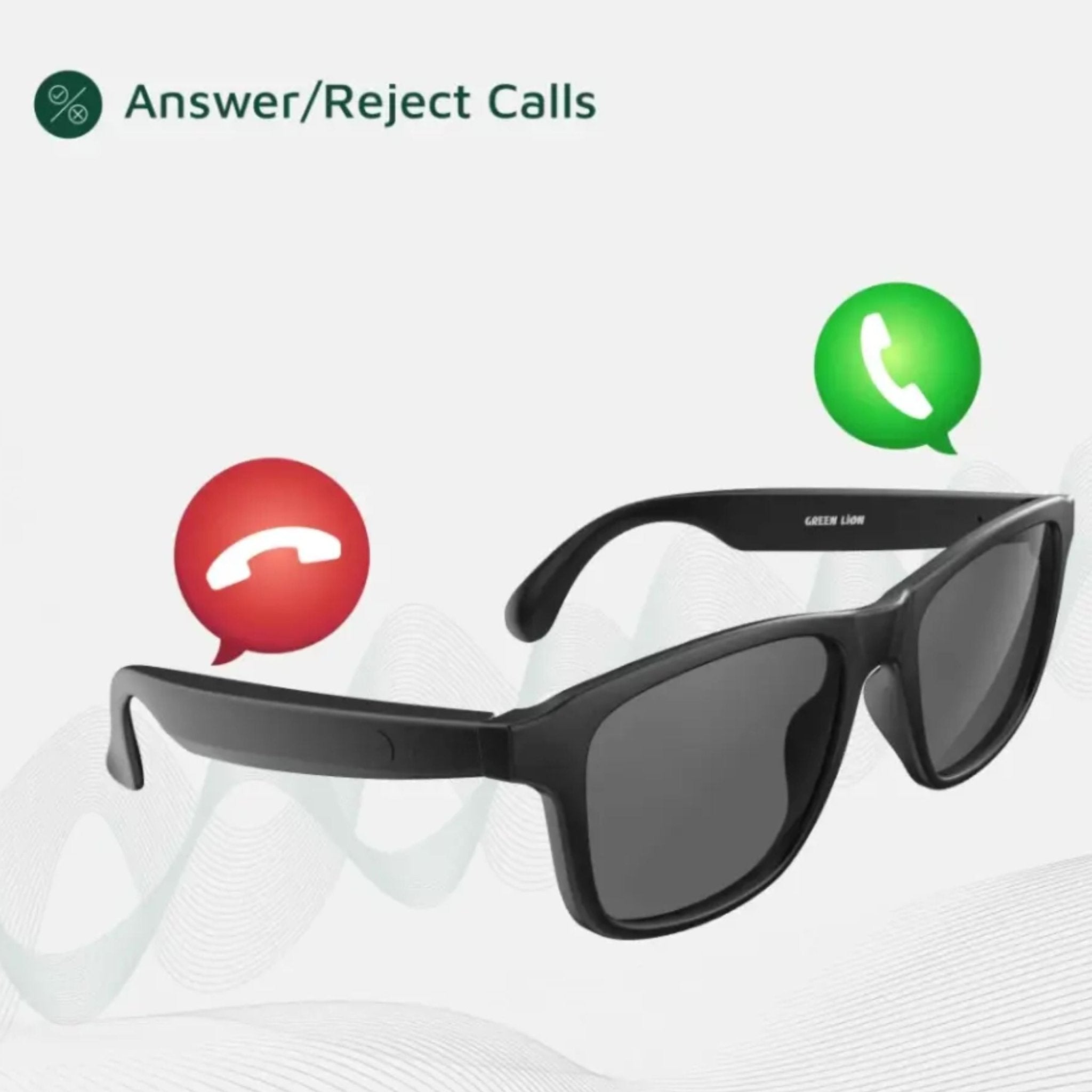 Green Lion Sydney UV400 Protection Smart Glasses - Black