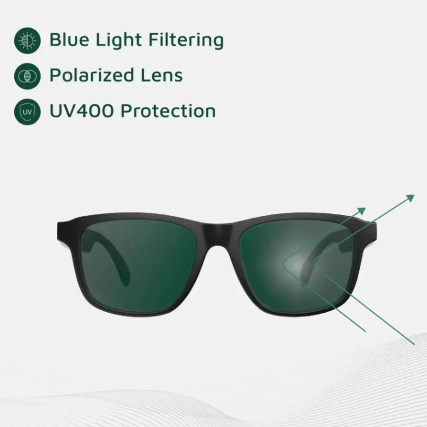Green Lion Sydney UV400 Protection Smart Glasses - Black