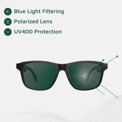 Green Lion Sydney UV400 Protection Smart Glasses - Black