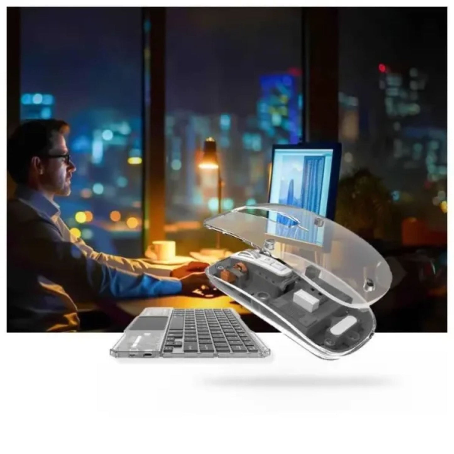 Green Lion Transparent Duo Wireless Keyboard & Mouse - Black
