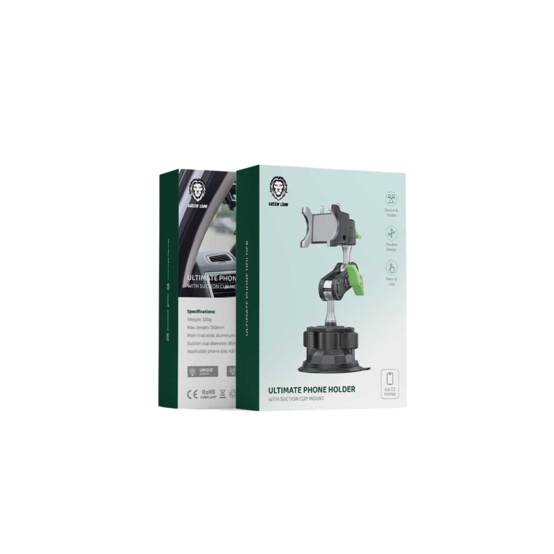 Green Lion Ultimate Phone Holder With Suction Cup Mount - Black