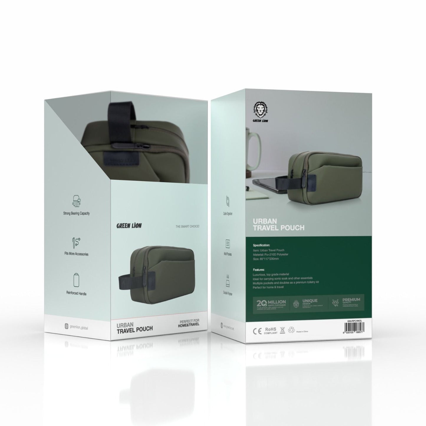 Green Lion Urban Travel Pouch - Green