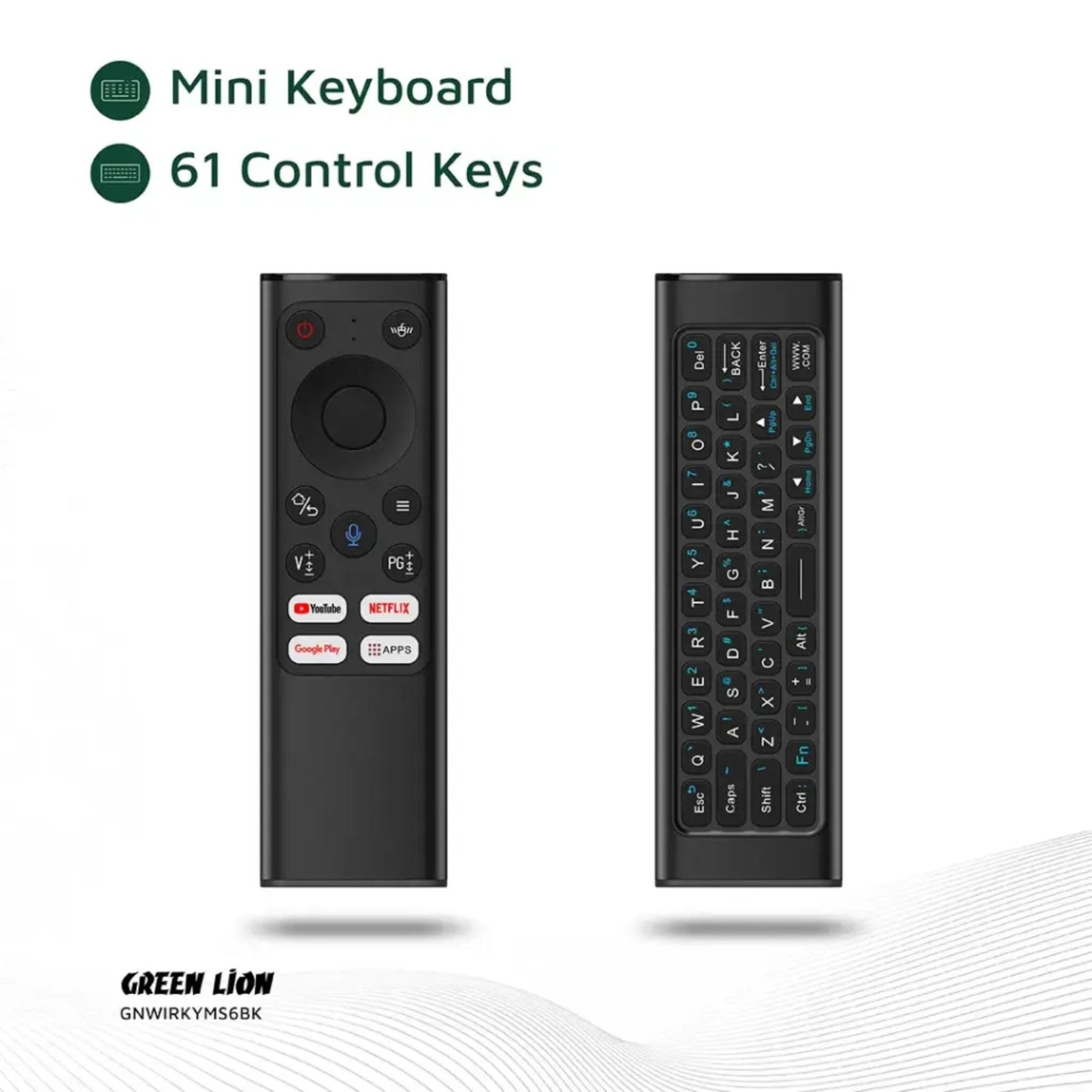 Green Lion Wireless Remote Pro with Keyboard and Air Mouse - Black
