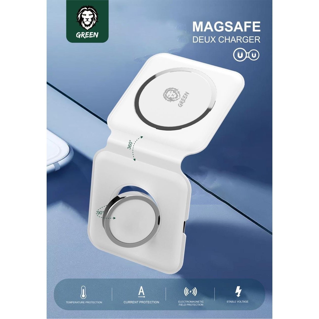 Green Magsafe Deux Charge - White