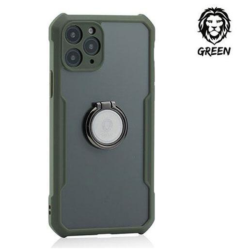 Green Stylishly Tough Shockproof Case with Ring for iPhone - Black
