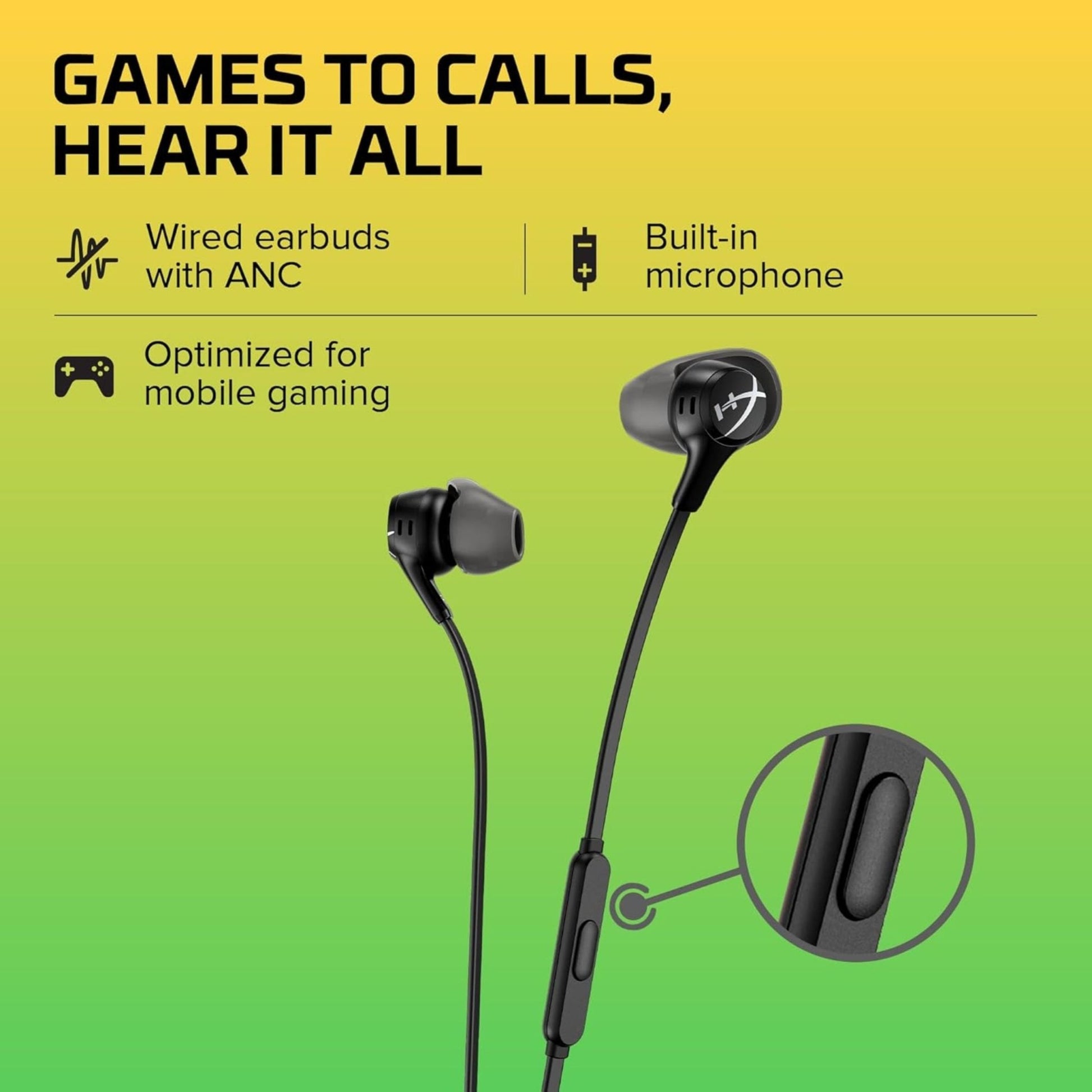 HYPERX Cloud II Wired Gaming Earbuds With Mic - Black