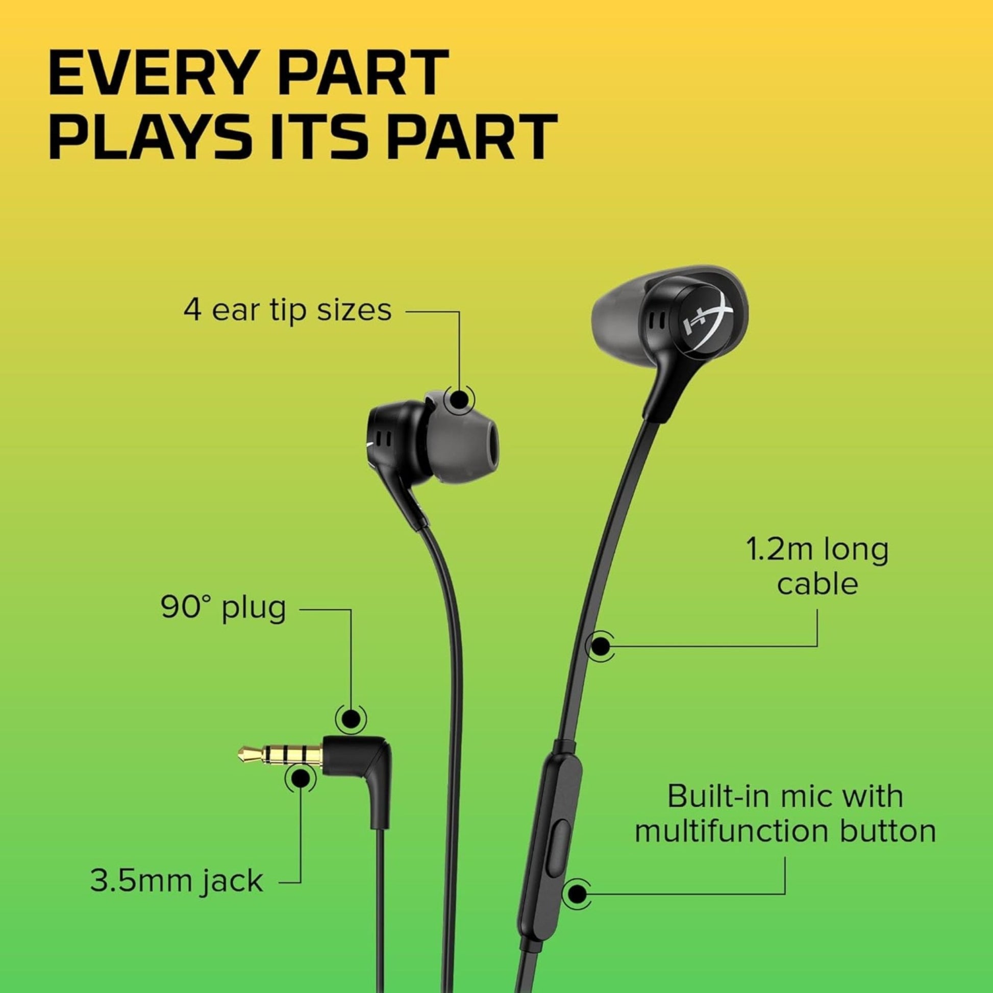 HYPERX Cloud II Wired Gaming Earbuds With Mic - Black