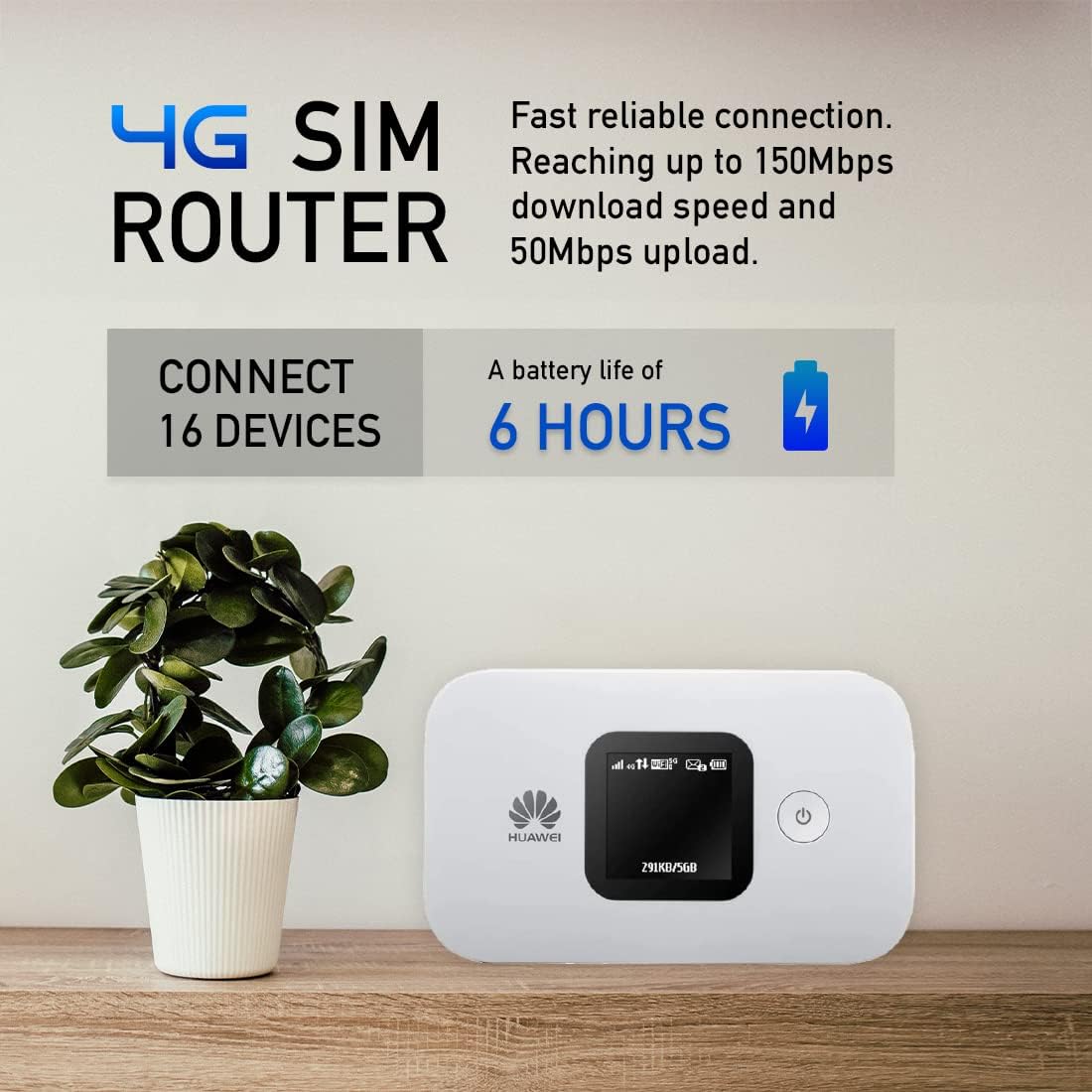Huawei Mobile WiFi 150Mbps 1500mAh E5577-320 - White