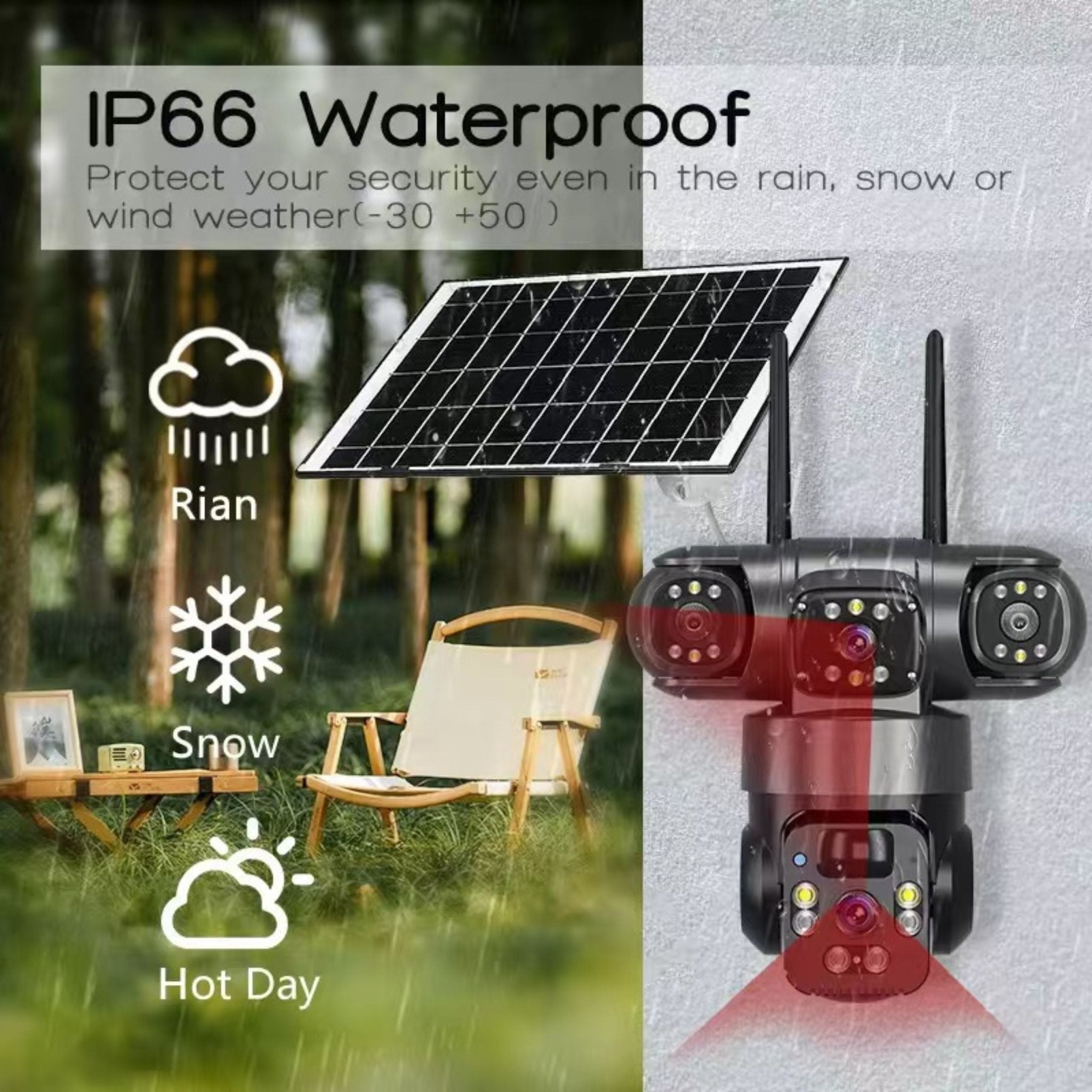 Intelligent Solar Camera V380 4G - Black