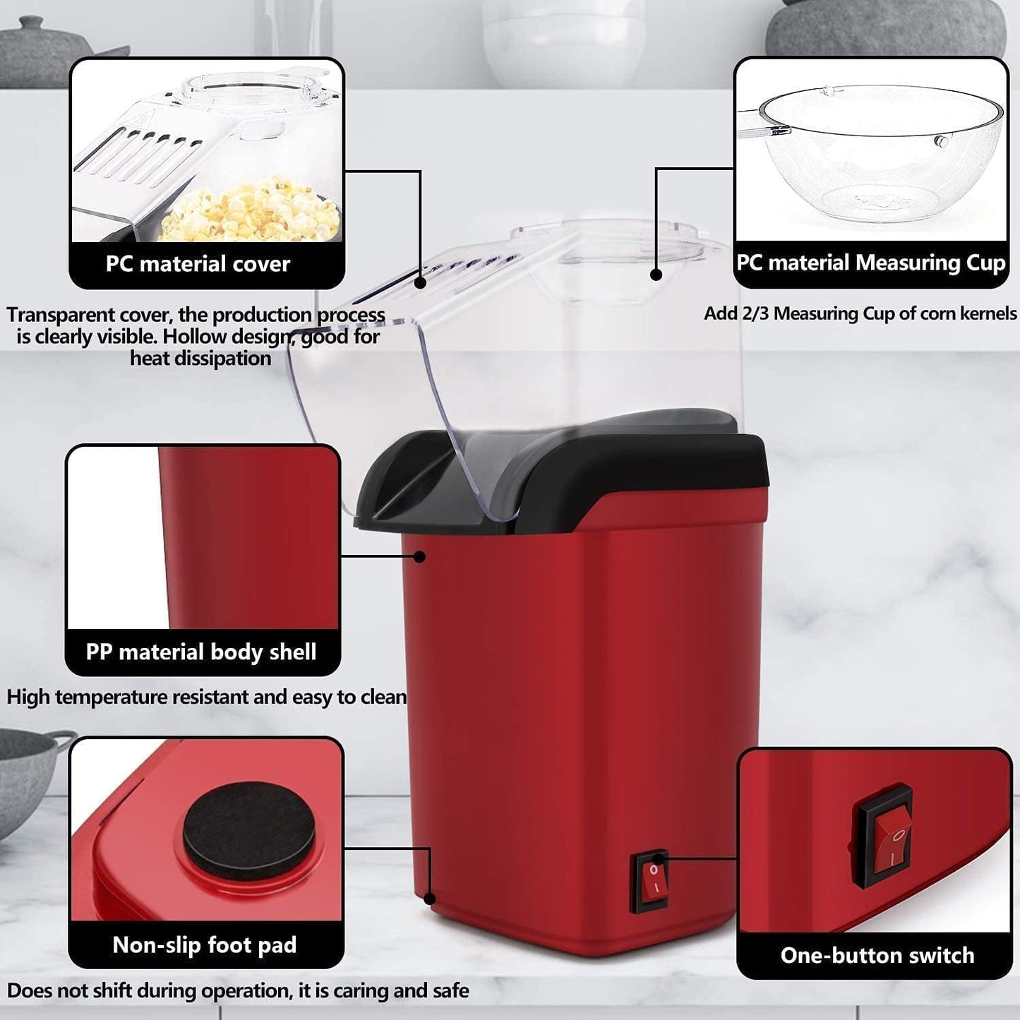 Jamaky Popcorn Maker 1200W JMK9001 - Red