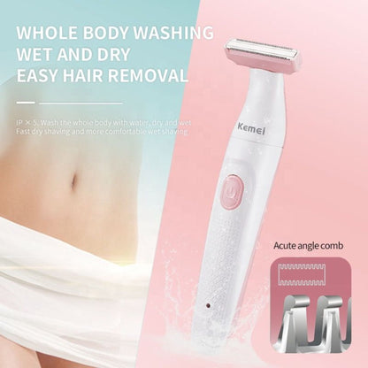 Kemei Professional 2 in 1 Body Trimmer IPX5 KM-133 - White/Pink