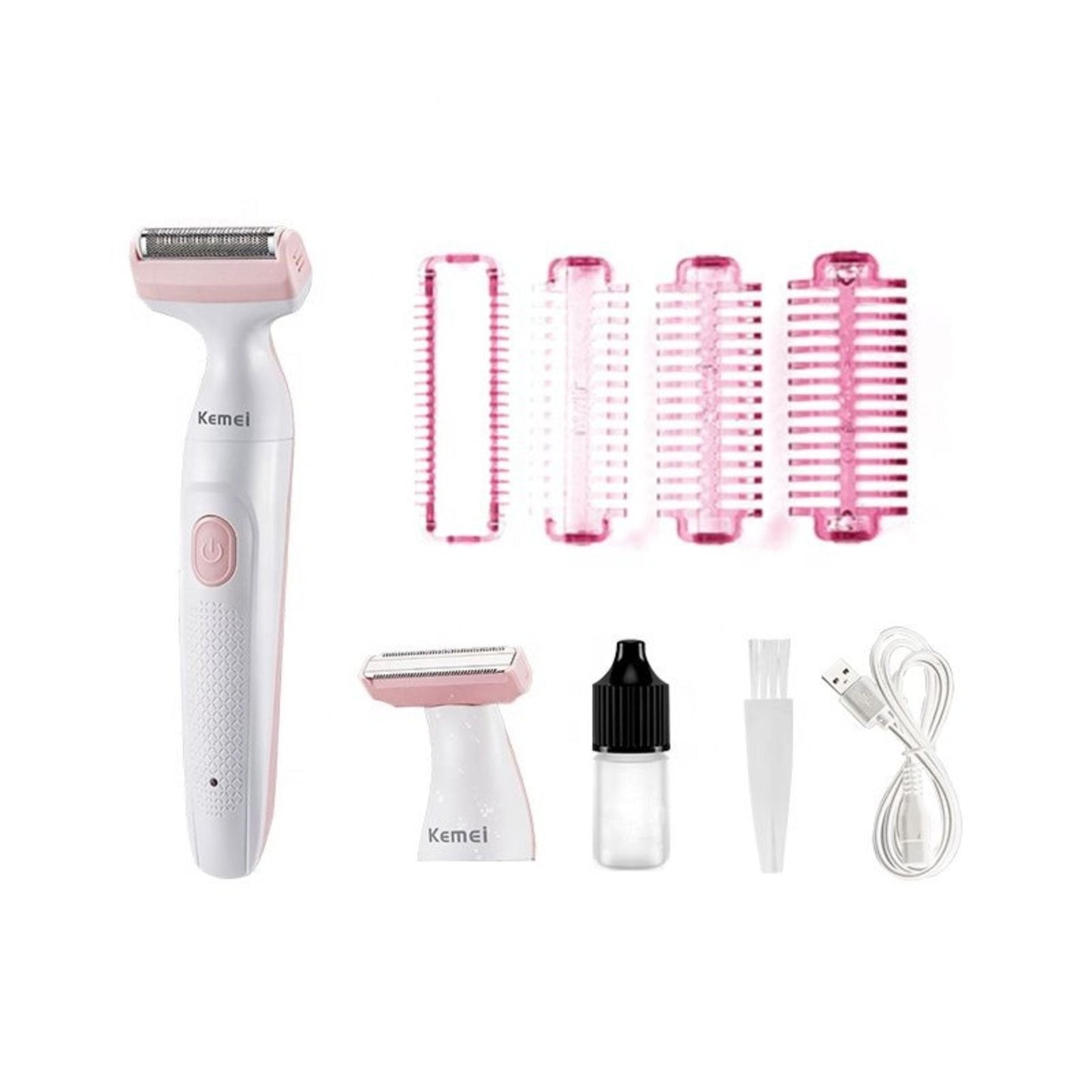 Kemei Professional 2 in 1 Body Trimmer IPX5 KM-133 - White/Pink