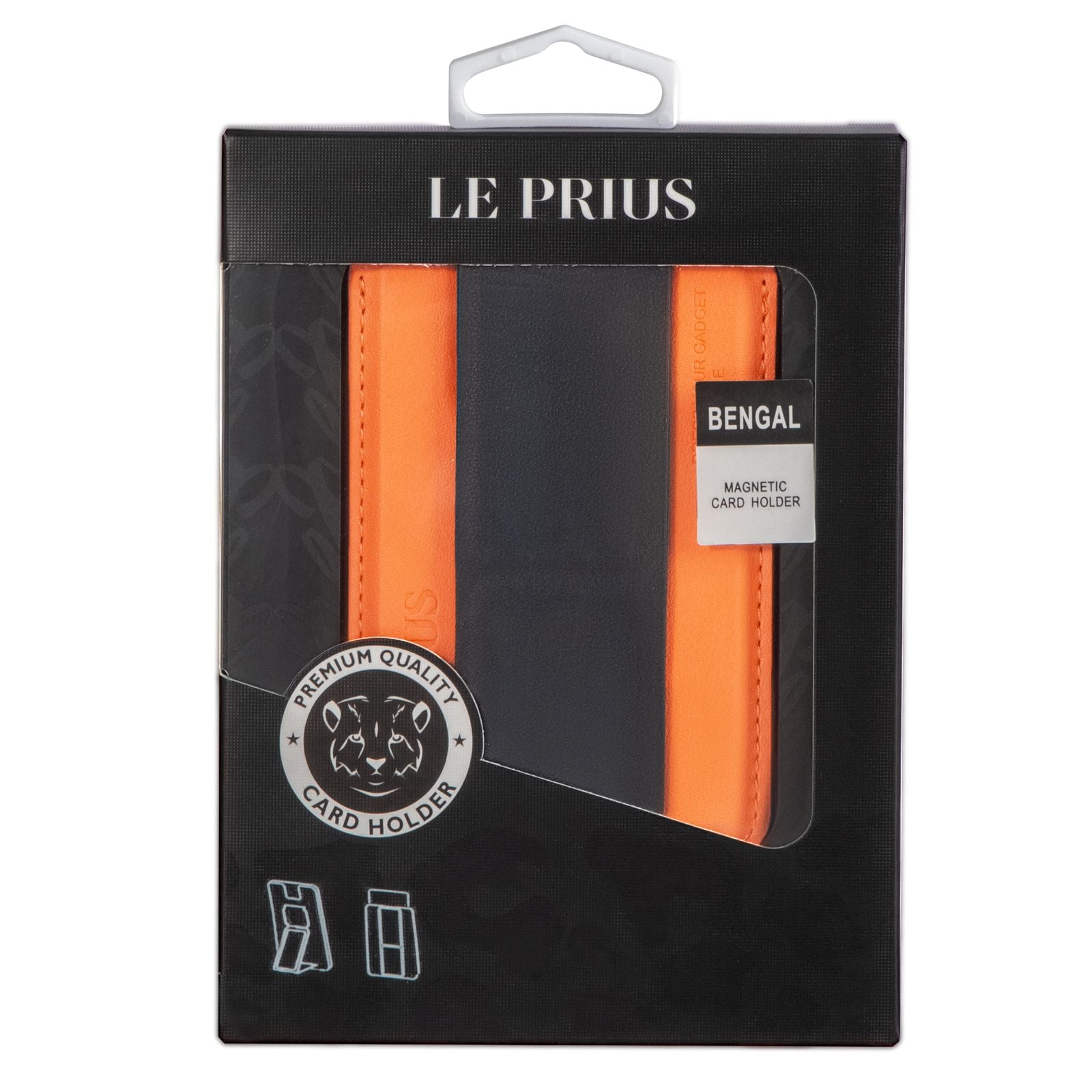 LE PRIUS Bengal Series, Magnetic Card Holder With Grip And Extendable Smart stand - Orange