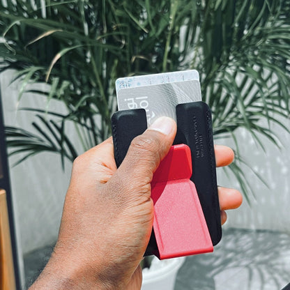 LE PRIUS Bengal Series, Magnetic Card Holder With Grip And Extendable Smart stand - Red