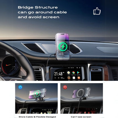 LISEN 2 in 1 Magsafe Car Mount Wireless Charger - Black