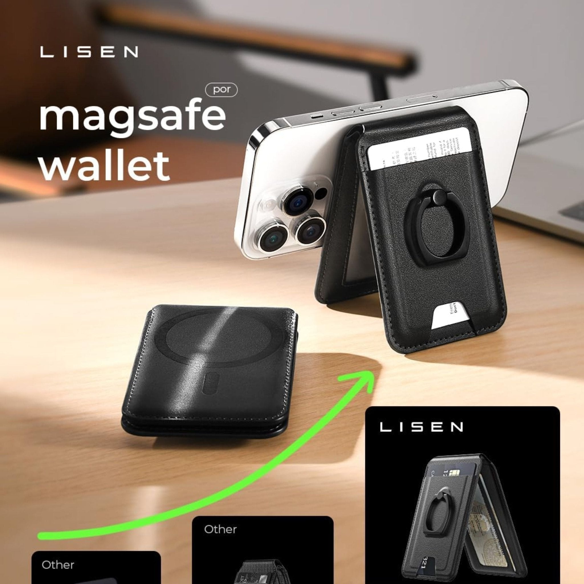 LISEN Magsafe Wallet Card Holder - Black