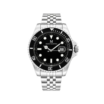 MARCO VELENTINO Men’s Diver-Style Stainless Steel Watch – Black