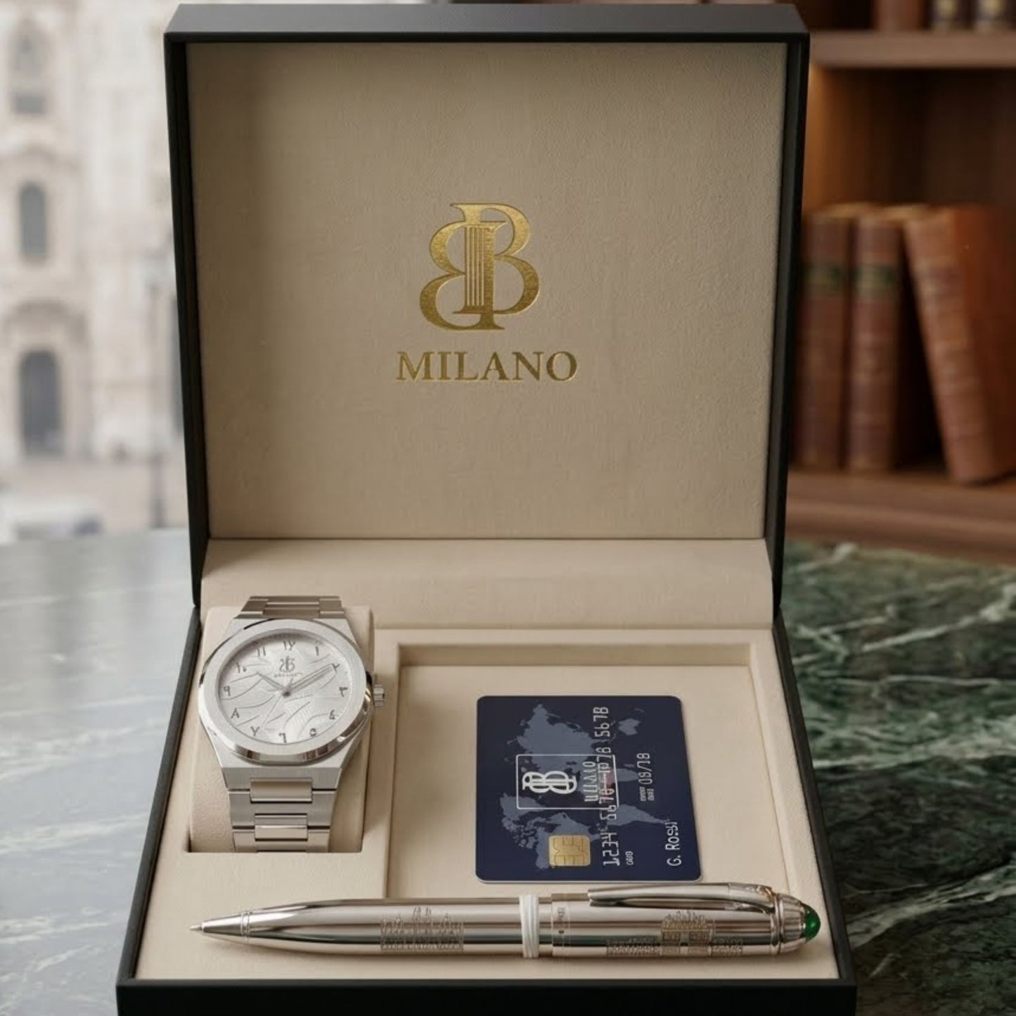 BBmilano Men's Arabic Ultra Thin Watch - White