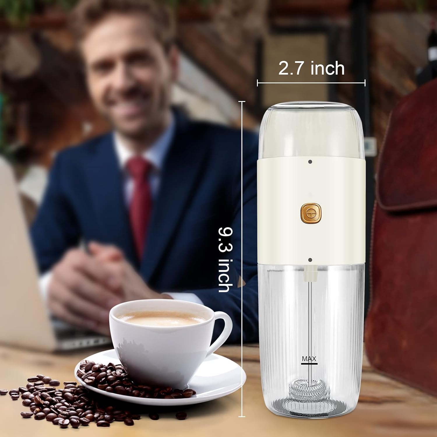 LePresso 2 in 1 Coffee Grinder & Milk Frothing 150ml - White