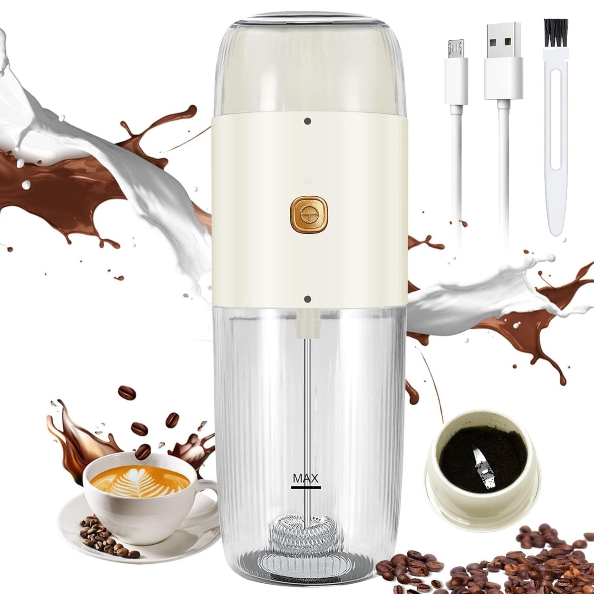 LePresso 2 in 1 Coffee Grinder & Milk Frothing 150ml - White