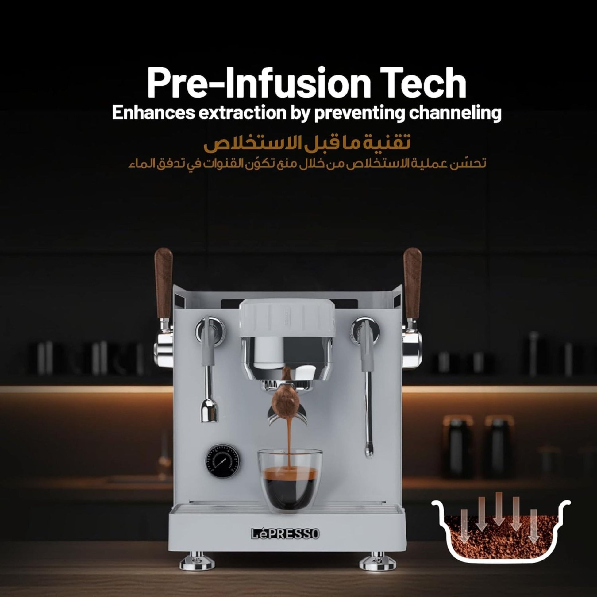 LePresso Commercial Bellissimo Triple Boiler 15 Bar Coffee Machine with Dual Italian Pump - White