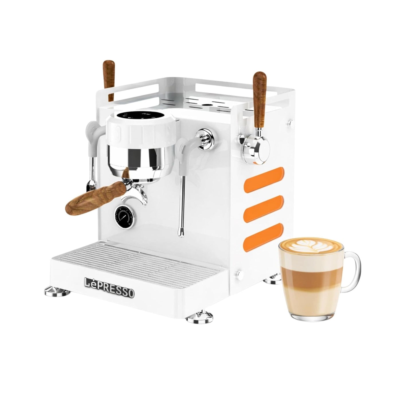 LePresso Commercial Bellissimo Triple Boiler 15 Bar Coffee Machine with Dual Italian Pump - White