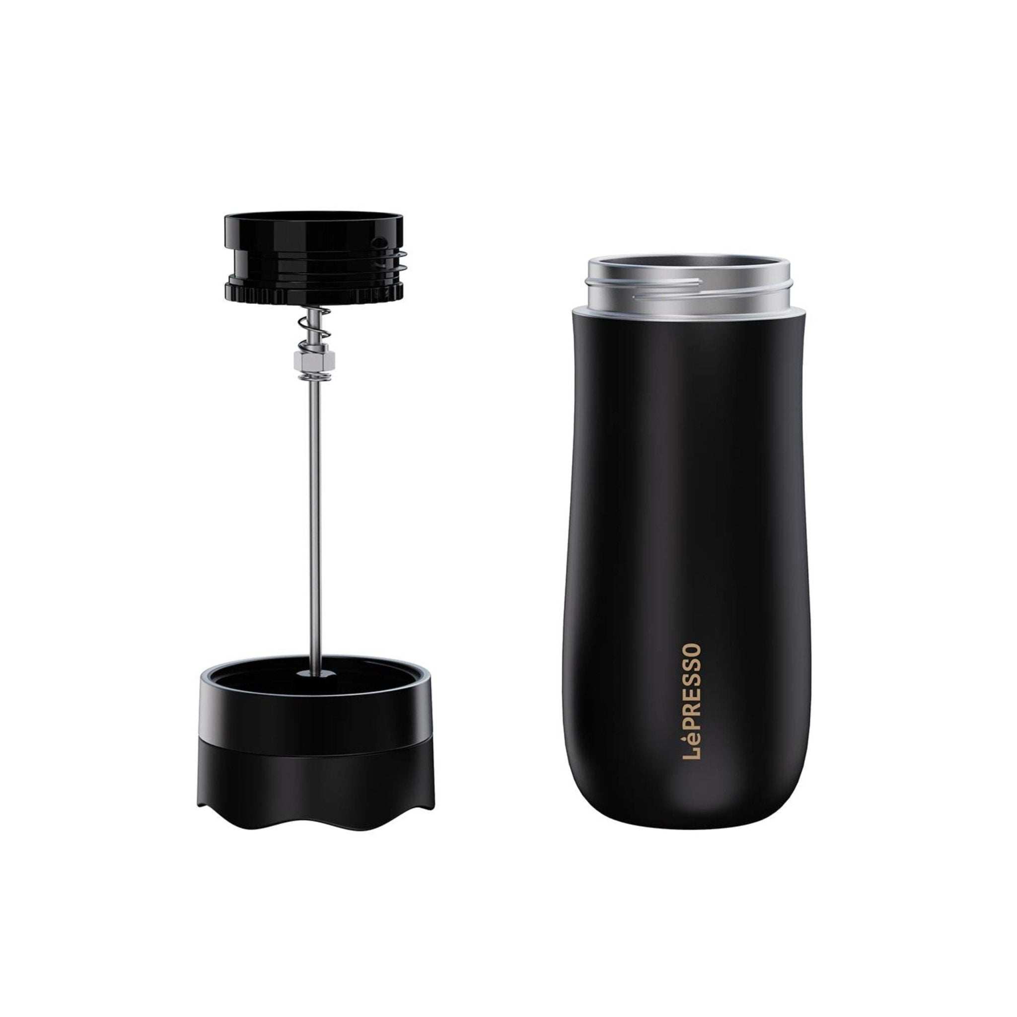 LePresso Insulated Portable Mug with French Press 320ml - Black