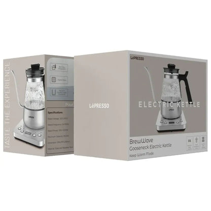 Lepresso BrewWave Gooseneck Electric Kettle with Keep Warm Mode - Silver
