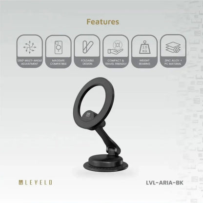 Levelo Aria MagSafe Car Phone Holder - Black