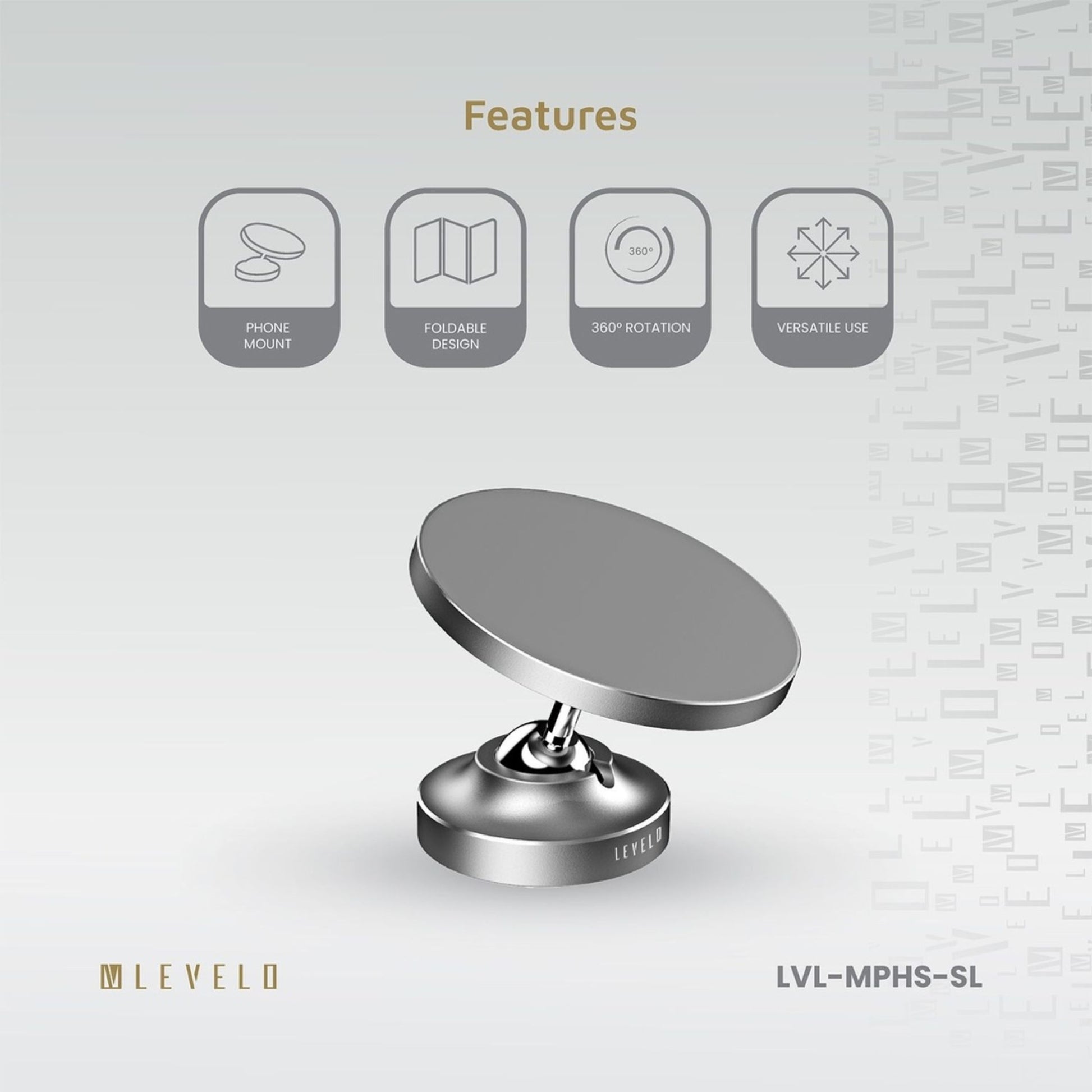 Levelo Magnifica Foldable Dual Magnet Phone Holder - Silver