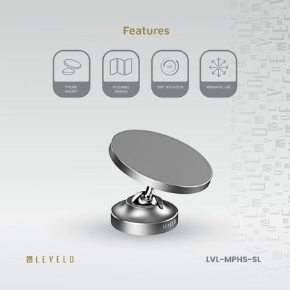 Levelo Magnifica Foldable Dual Magnet Phone Holder - Silver