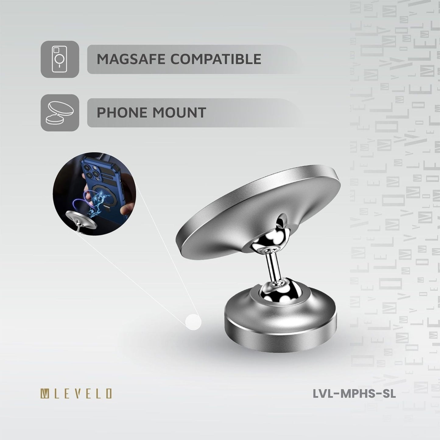 Levelo Magnifica Foldable Dual Magnet Phone Holder - Silver