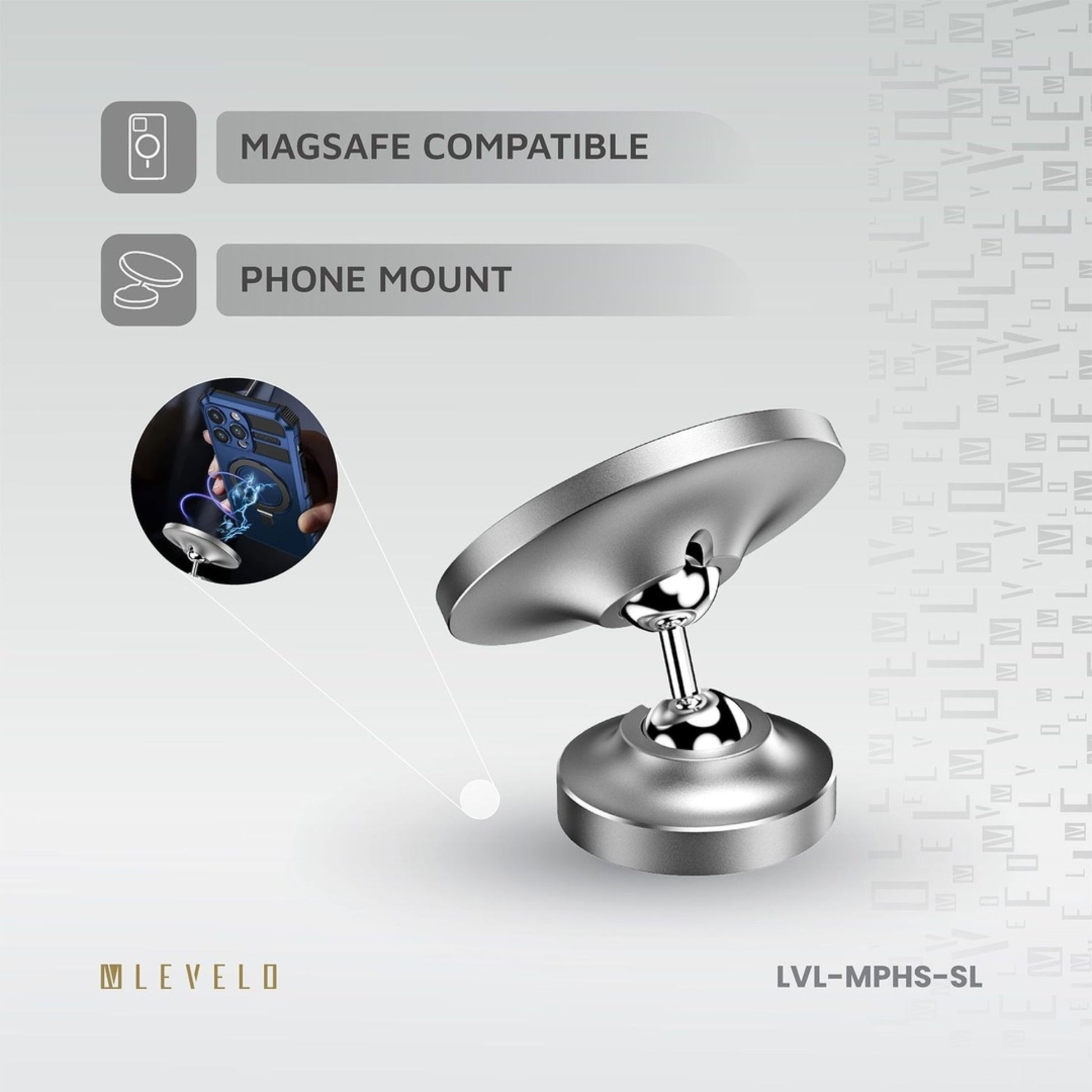 Levelo Magnifica Foldable Dual Magnet Phone Holder - Silver