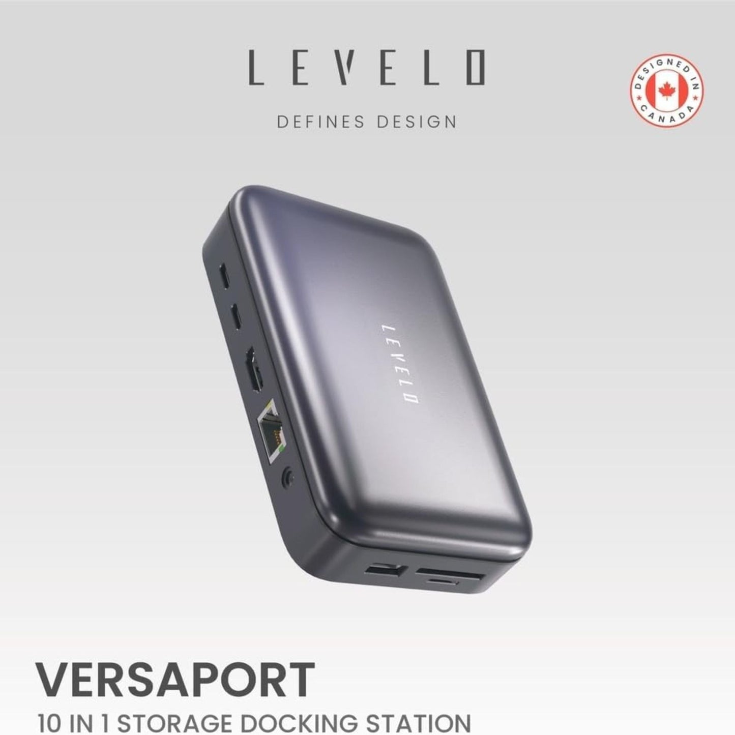 Levelo Versaport 10 in 1 Storage Docking Station 100W - Grey