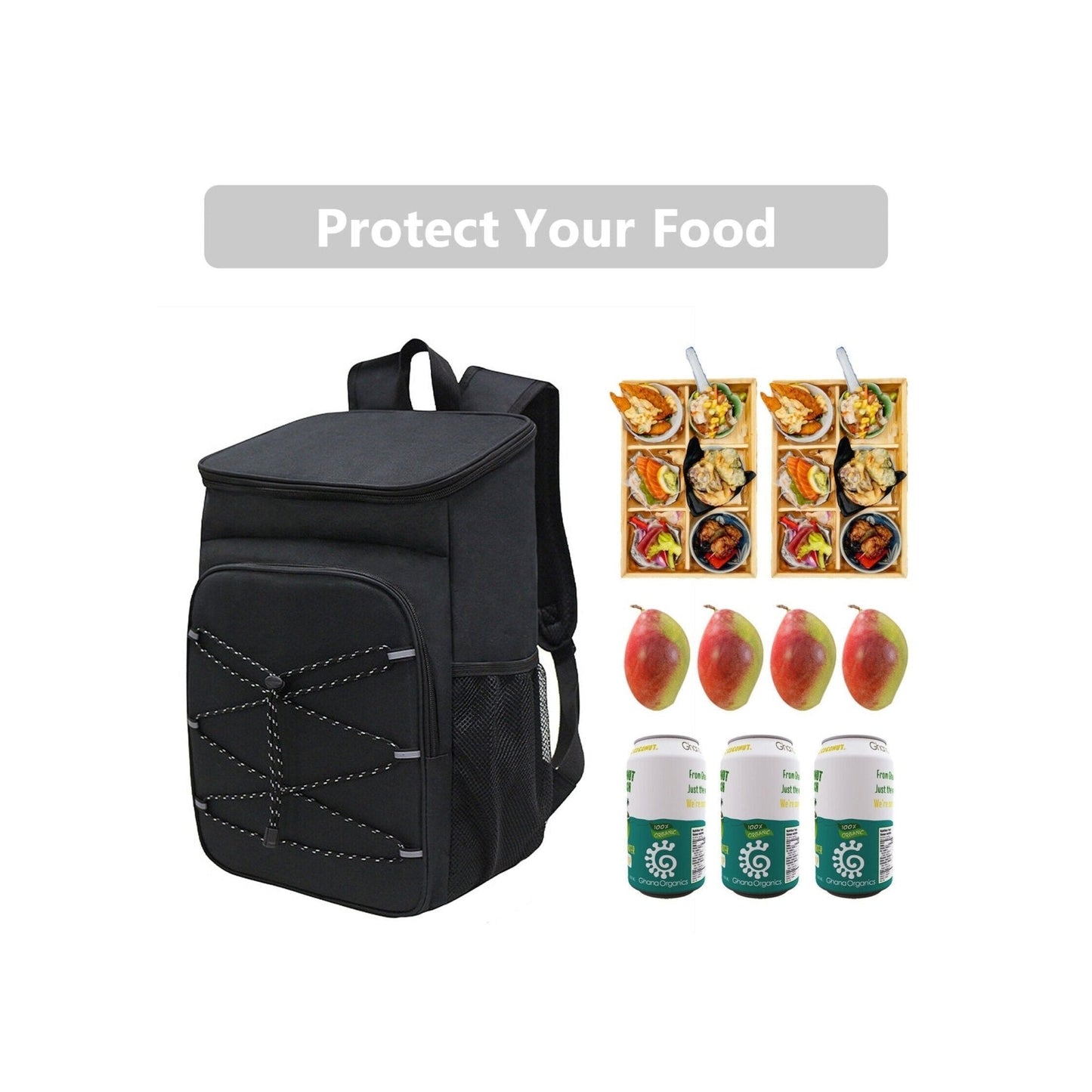 Lunch Camping Backpack Waterproof Bag - Black