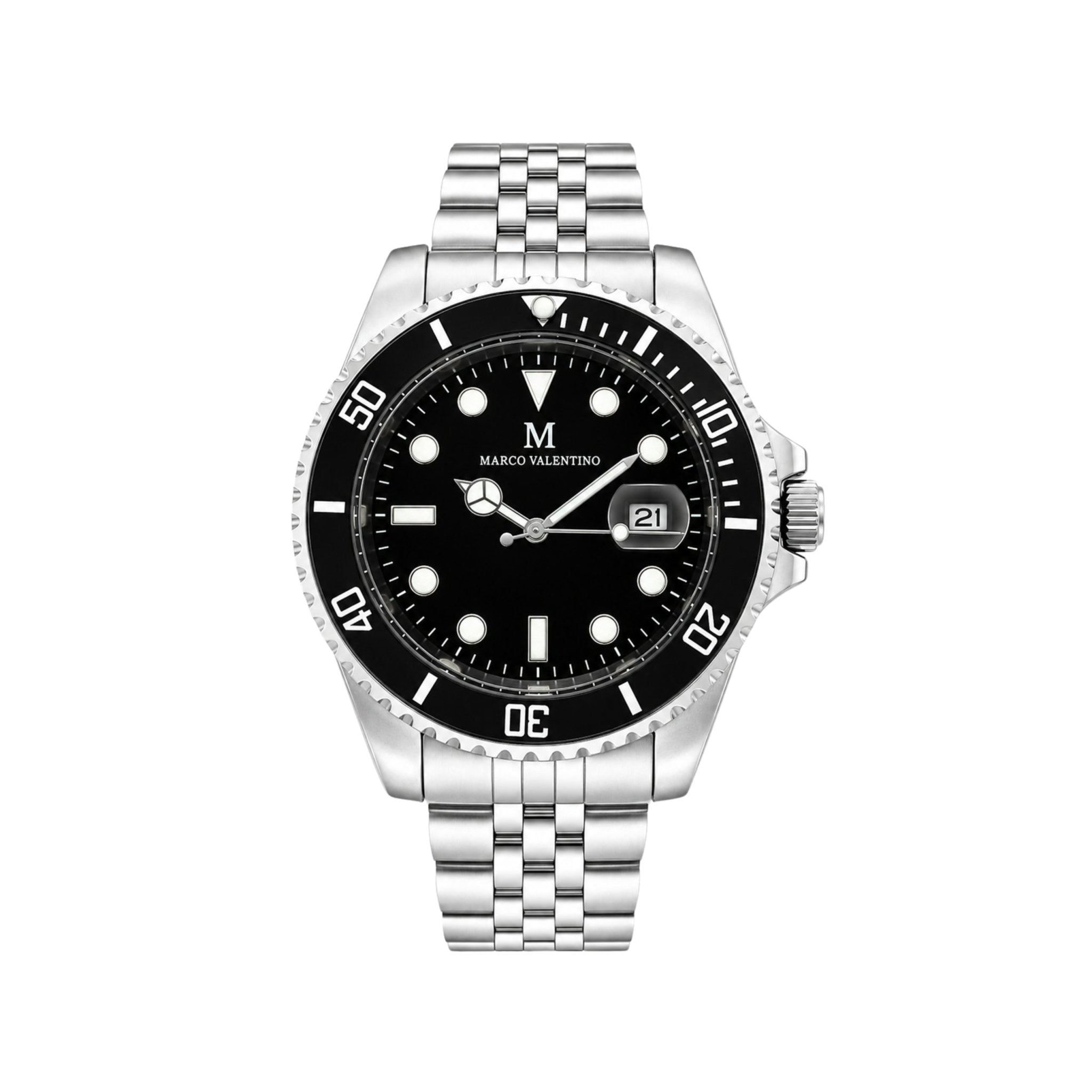 MARCO VELENTINO Men’s Diver-Style Stainless Steel Watch – Black