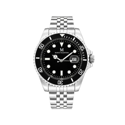 MARCO VELENTINO Men’s Diver-Style Stainless Steel Watch – Black