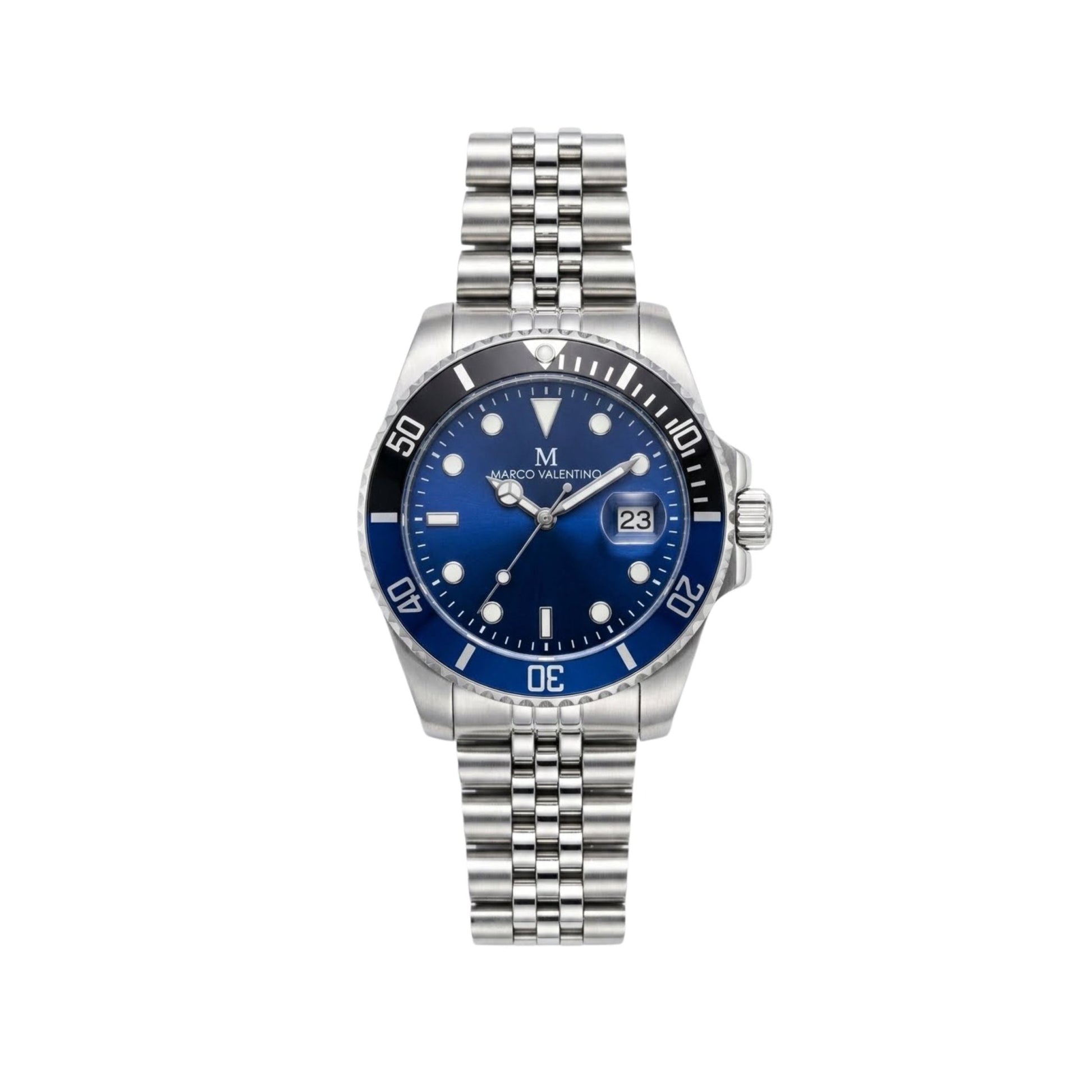 MARCO VELENTINO Men’s Diver-Style Stainless Steel Watch – Blue