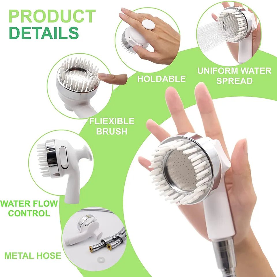 MGTU Hand Shower Sink Hose Sprayer With Massage Brush - White