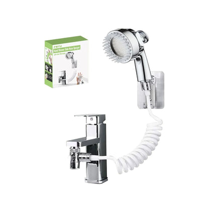MGTU Hand Shower Sink Hose Sprayer With Massage Brush - White