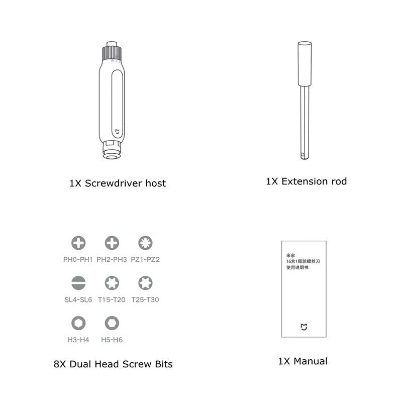 MI 16-in-1 Ratchet Screwdriver BHR4779GL - Black