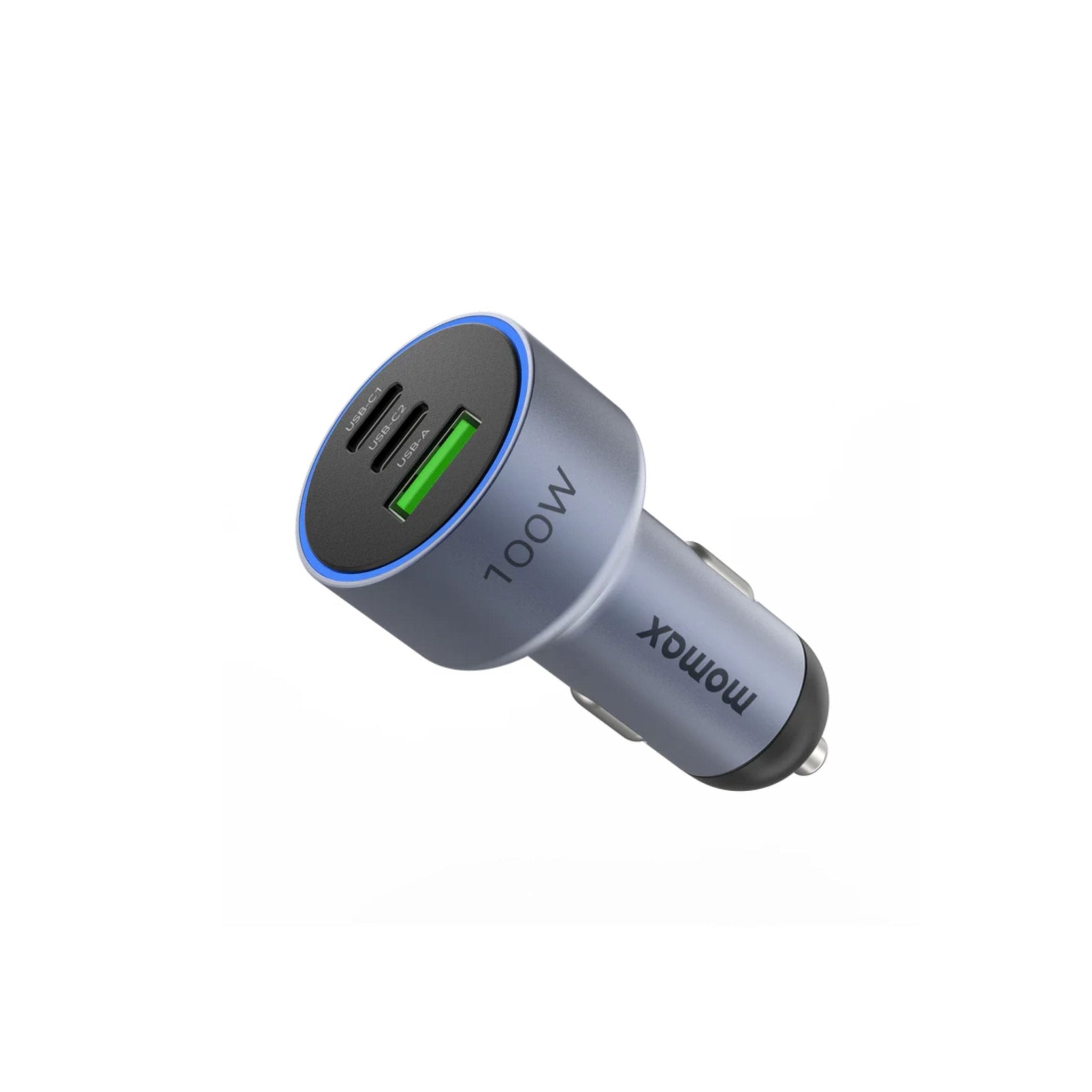 MOMAX MoVe 100W Tri-Port Fast Car Charger UC17E - Gray