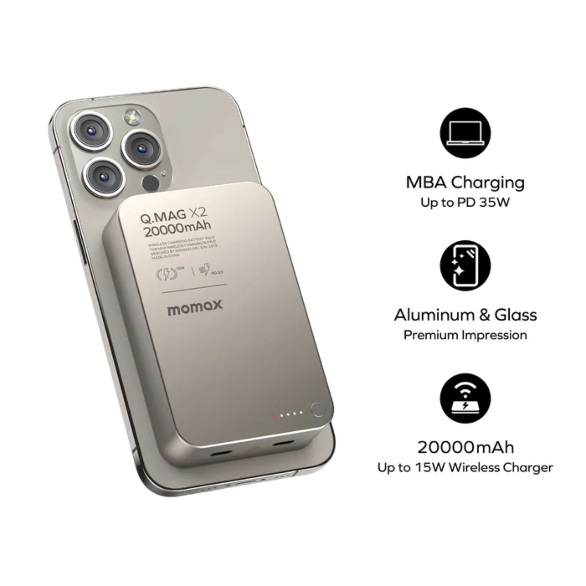 MOMAX Q.MAG X2 20000mAh Magnetic Power Bank