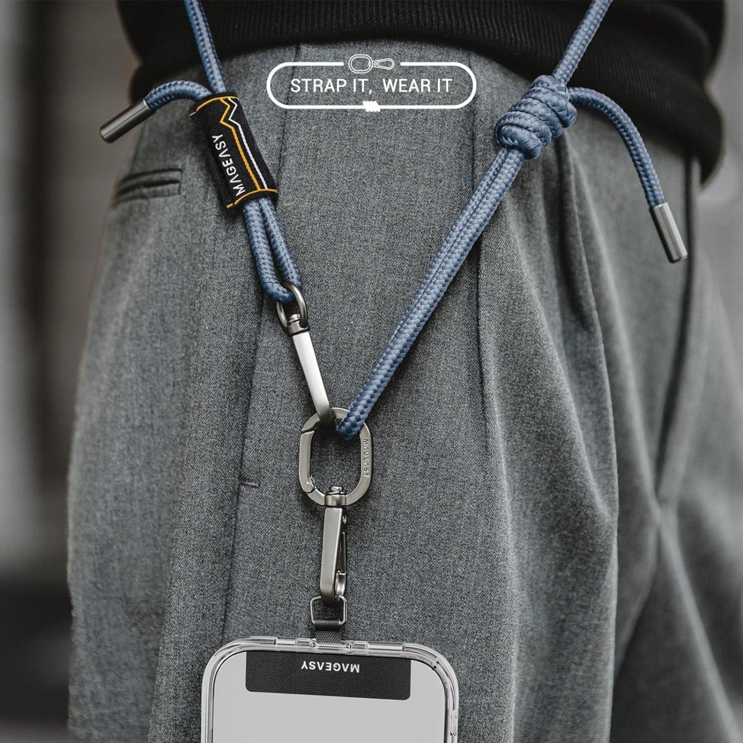 MagEasy 6mm Strap + Strap Card - Phone Lanyard - Misty Blue