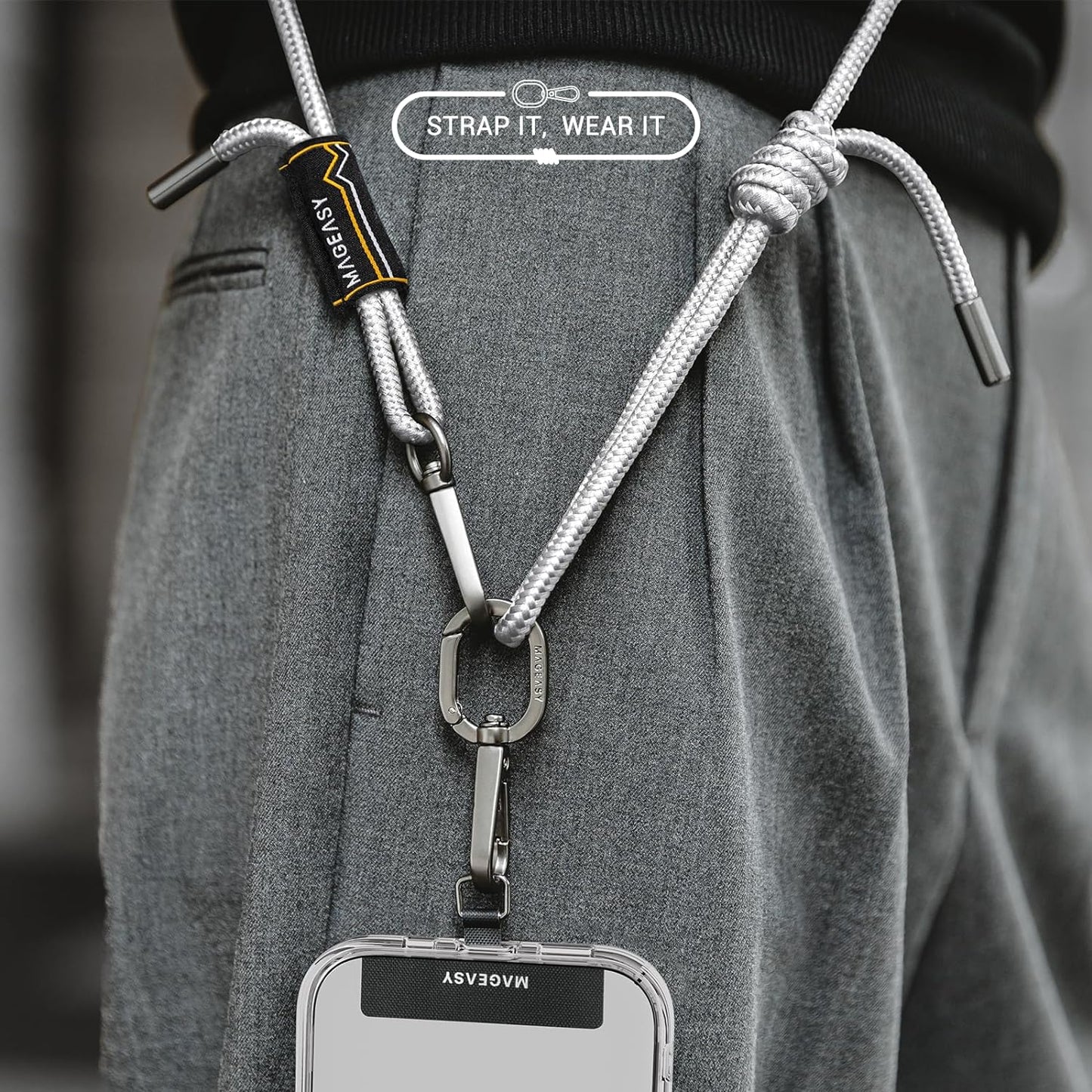 MagEasy 6mm Strap + Strap Card - Phone Lanyard - Misty Gray