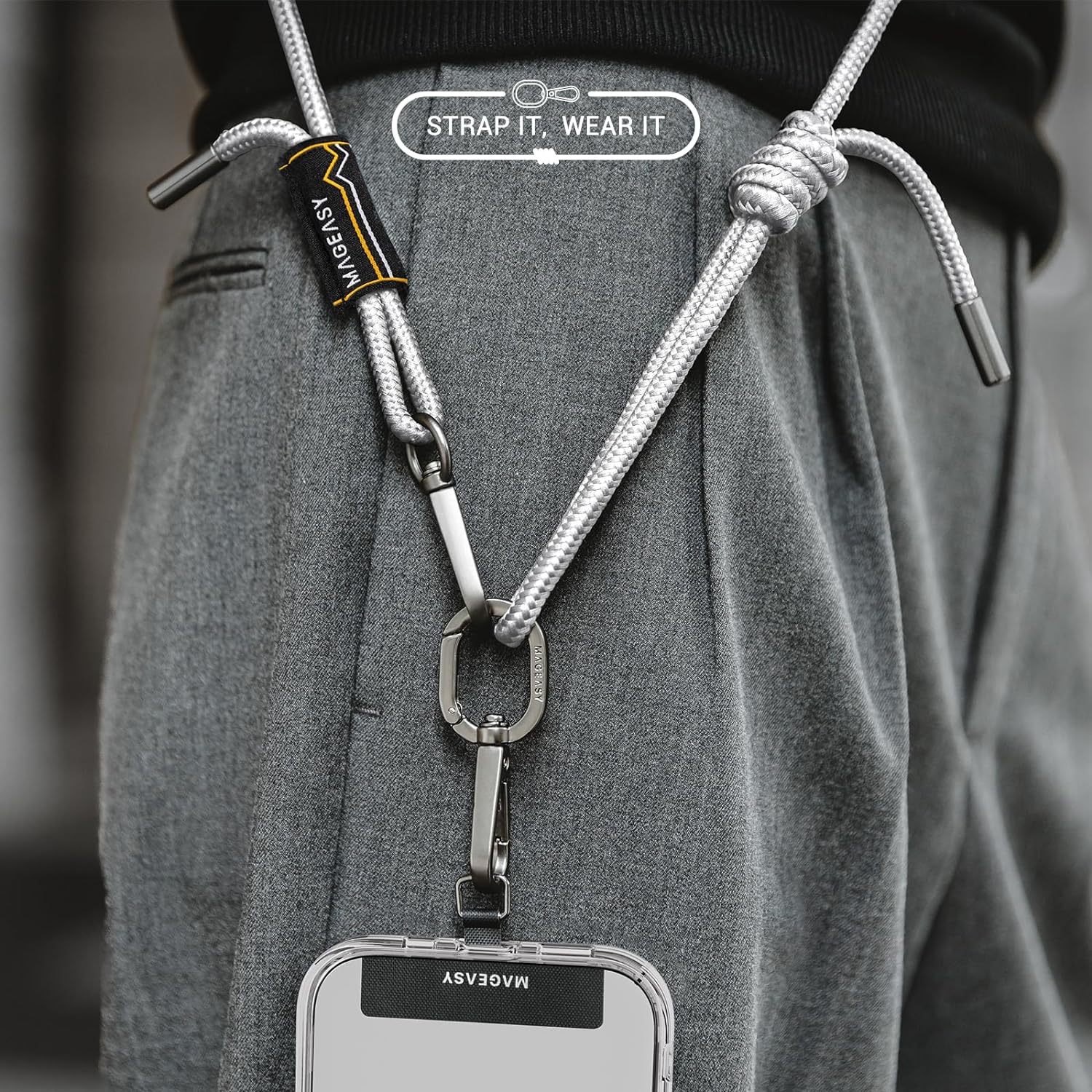 MagEasy 6mm Strap + Strap Card - Phone Lanyard - Misty Gray