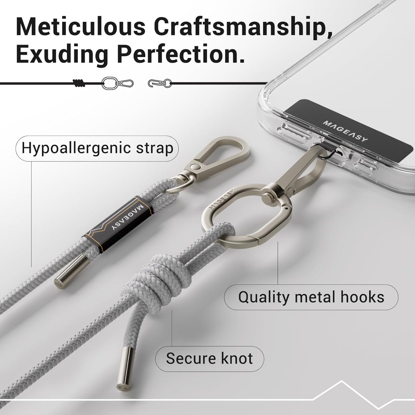 MagEasy 6mm Strap + Strap Card - Phone Lanyard - Misty Gray