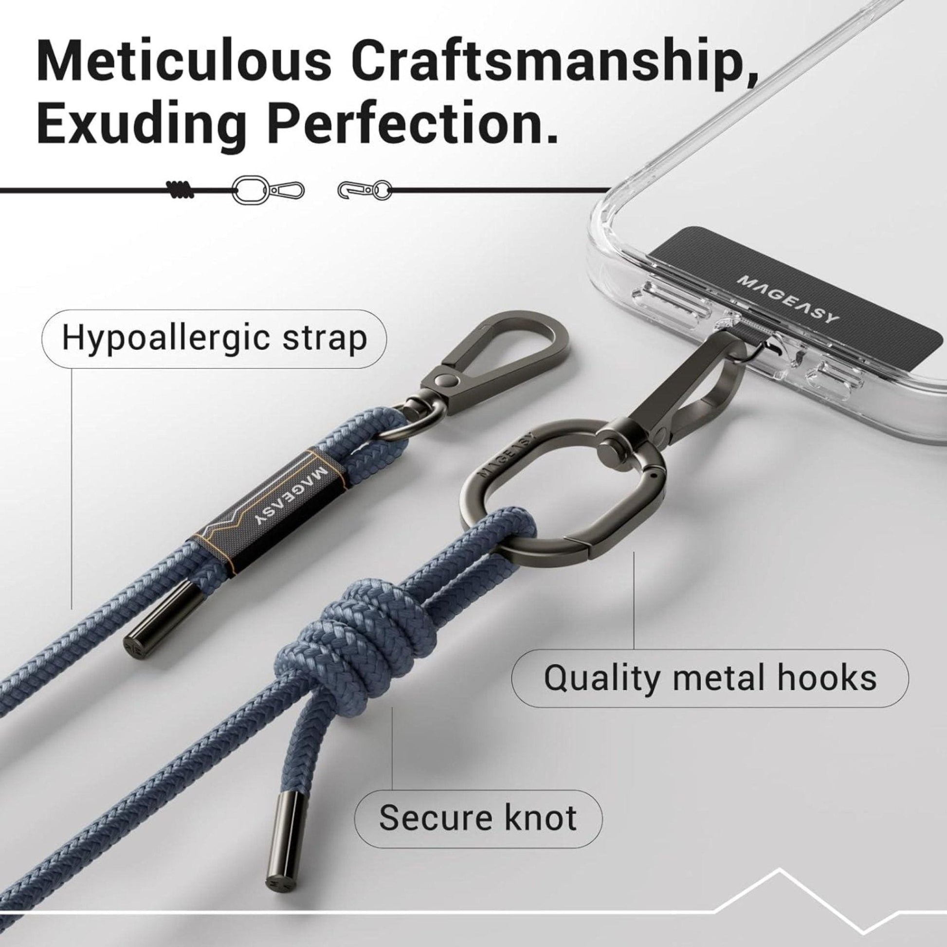MagEasy 6mm Strap + Strap Card - Phone Lanyard - Riverside Blue