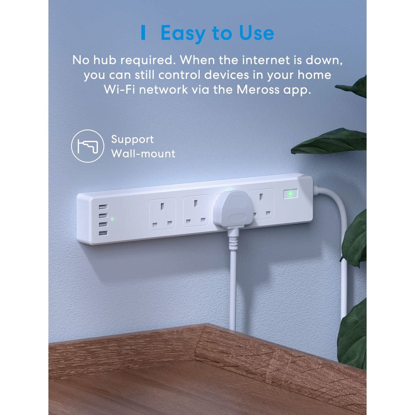 Meross Smart Wi-Fi Surge Protector MSS425F (UK Version) - White